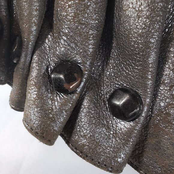 7 For All Mankind Leather Purse Shoulder Bag Silver Distressed Studded Hobo Flap - Picture 11 of 16